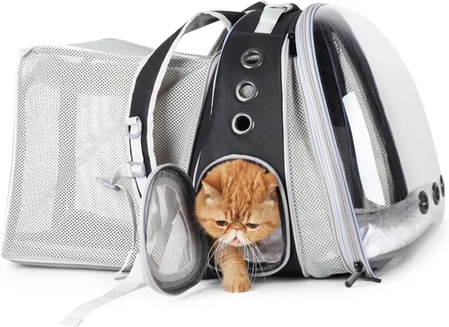 Vista 14 de Lollimeow Mochila transportadora para gatos, mochila expandible de burbujas para gatos y perros pequeños, mochila de viaje aprobada por aerolíneas