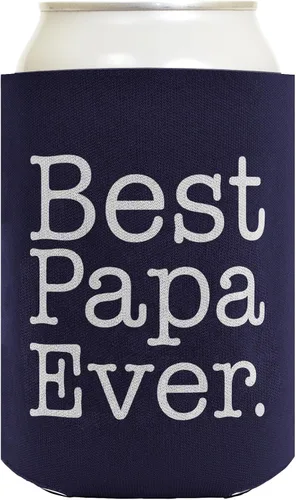 Vista 2 de Funny Beer Coolie Best Papa Ever Grandpa Gift 2 Pack Coolies Enfriadores de bebidas azul marino