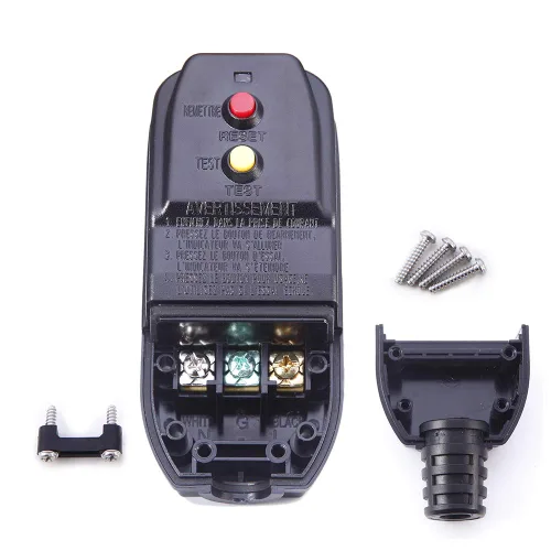 Vista 5 de Enchufe GFCI de repuesto para lavadora a presión, bomba de piscina, 15 amperios, disyuntor de 3 clavijas, exterior, impermeable, reinicio