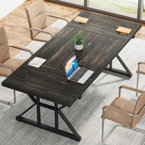 Vista 21 de Tribesigns - Escritorio ejecutivo de 78.7 pulgadas, escritorio grande para computadora de oficina, estación de trabajo, escritorio moderno