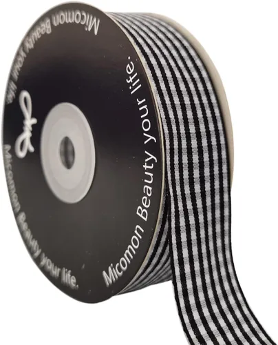 Vista 37 de Rollo de cinta a cuadros a cuadros verde manzana, 25 yardas cada rollo, 100% poliéster (3/8 pulgadas, verde manzana)