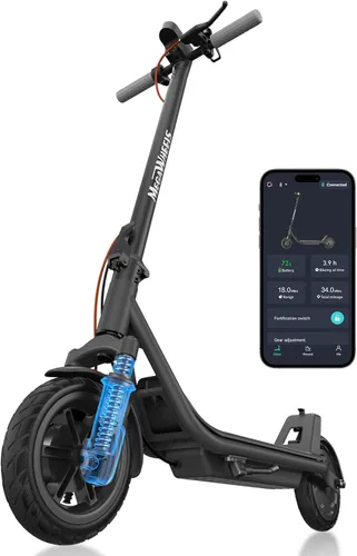 MEGAWHEELS Electric Scooter for Adults with Suspension, 8.5/10in Vacuum Tires, 14/19/28/31Miles, 15MPH Max Speed, Turn Lights, Foldable Electric