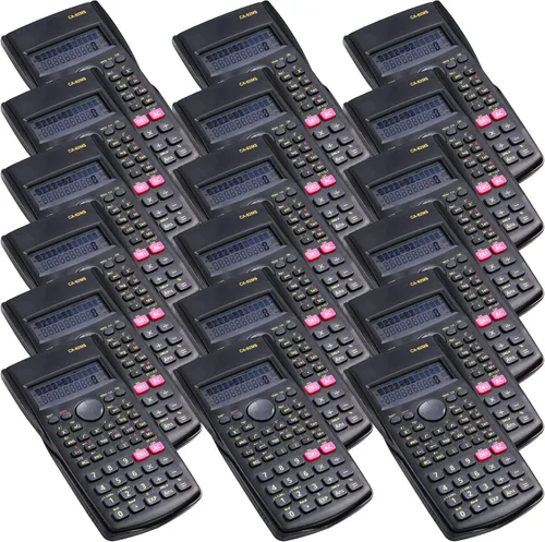 Saillong Calculadora científica de ingeniería de 2 líneas, calculadora matemática de fracciones de función negra para negocios, oficina