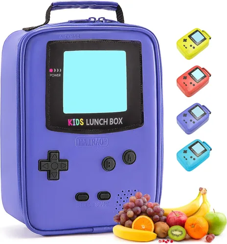 Fiambrera para niños, bolsa de almuerzo suave aislada de cuero, mini hielera de Gameboy para el regreso a la escuela, kit de bolsa térmica de comida
