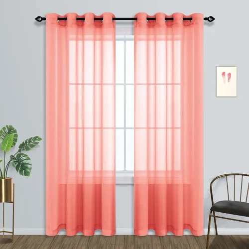 Vista 57 de Cortinas transparentes de lino sintético con ojal Azul empolvado