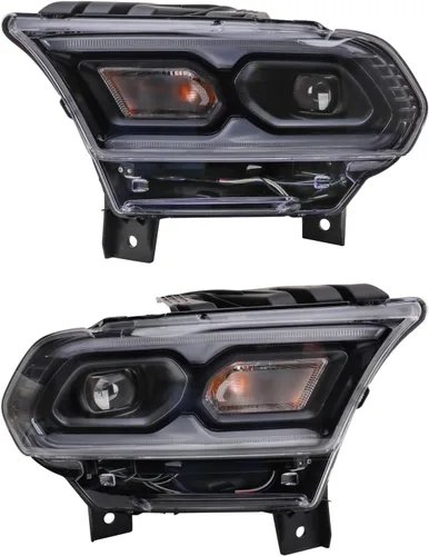 Vista 268 de TRQ Juego de Conjunto de Ensamble de Faros de 2 Piezas de Desempeño Halógeno con Marco Cromado Conductor y Lado del Pasajero Compatible con Mercedes