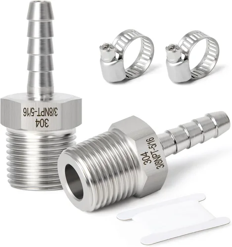 Vista 30 de TAISHER 1 PIEZA Accesorio de Manguera Codo de Acero Inoxidable 304 de 90 Grados - Púa de 1" x Púa de 1" para Combustible/Aire/Líquido/Gas con 2