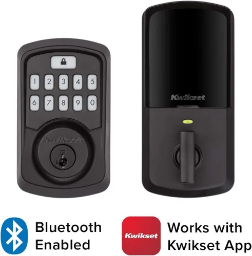Vista 2 de Kwikset 99420-003 Aura - Cerradura de puerta con teclado programable Bluetooth con seguridad SmartKey, Negro Hierro