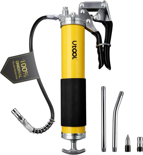 Vista 12 de UTOOL Pistola de engrase, kit de pistola de engrase resistente de 8000 PSI con capacidad de 14 onzas, manguera flexible de resina de 18 pulgadas, 2