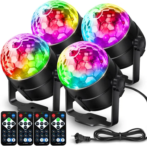 Vista 11 de Luces de fiesta de bola de discoteca para DJ, activadas por sonido, con control remoto, lámpara estroboscópica, 7 modos, luz de escenario