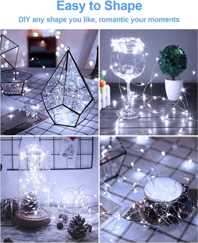 Vista 5 de Paquete de 20 Luces de Hadas a Batería de 3.3 pies, 20 LED Mini Cadena de Luces Parpadeantes de Alambre de Cobre Luciérnaga Estrellada para Frascos