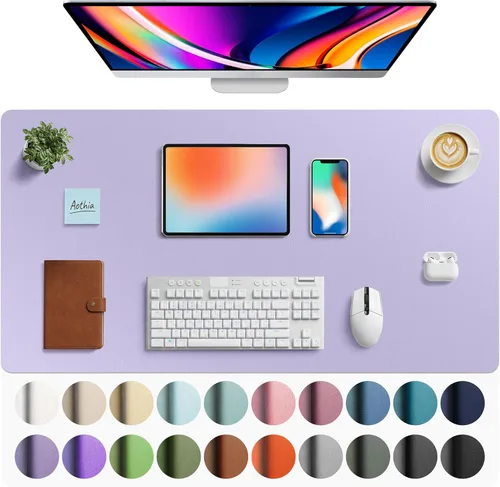 Vista 64 de Aothia Protector de Escritorio de Cuero, Alfombrilla para Ratón, Alfombrilla de Escritorio de Oficina, Secante de Escritorio de Cuero PU