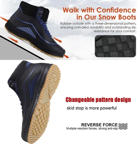 Vista 5 de ulogu Snow Boots for Men WomenInsulated Waterproof Fur Lined BootiesLightweight Winter Shoes