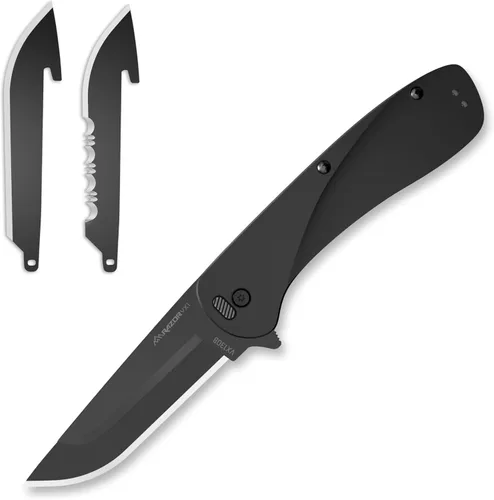 OUTDOOR EDGE RAZOR VX1 - Cuchillo de bolsillo plegable EDC asistido con hoja reemplazable | Hoja de acero inoxidable de 3 pulgadas, mango de Negro