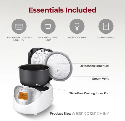 Vista 2 de CUCKOO CR-0632F Arrocera Micom de 6 tazas (sin cocinar) Con menú de 9 opciones: arroz blanco, arroz integral y más, olla interior antiadherente