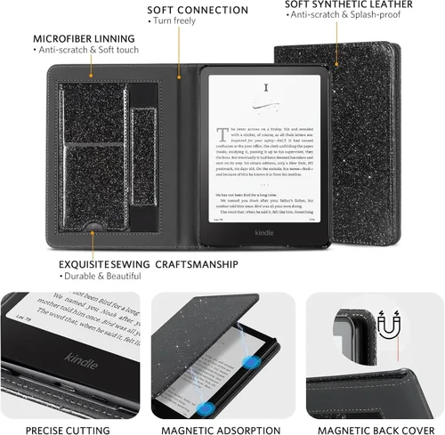 Vista 277 de CoBak Funda inteligente para Kindle Paperwhite de 6.8" de 11ª generación 2021 con función de encendido automático, ligera, delgada, de piel **Salvia
