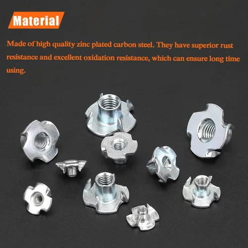 Vista 2 de HELIFOUNER Juego surtido de 120 tuercas M3 M4 M5 M6 M8 T de cuatro tuercas de garra para madera, soportes de escalada en roca, gabinetes