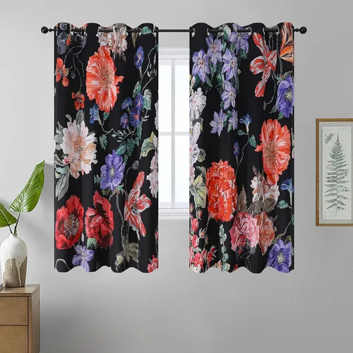Vista 19 de Estelar Textiler Cortinas clásicas con estampado floral azul para sala de estar, cortinas de 84 pulgadas de largo, oscurecimiento de la habitación