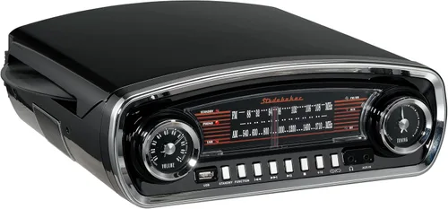 Vista 2 de Studebaker Tocadiscos de control de tono de 3 velocidades con receptor Bluetooth Radio estéreo AM/FM/ranura USB para reproducción de MP3/auriculares