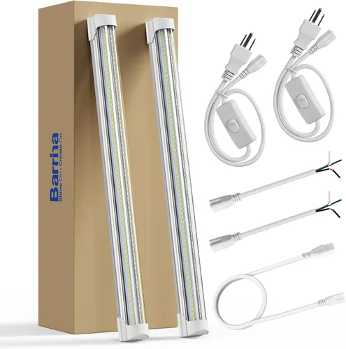 Vista 11 de Barrina Luz LED para Taller de 2 Pies, 20W 3000LM 3000K, Luces de Tubo Enlazables con Cubierta Transparente, Iluminación LED T8 Integrada