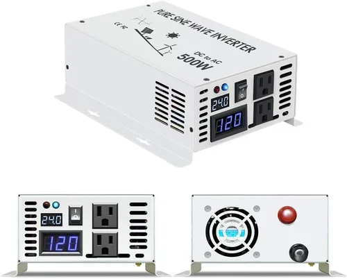 WZRELB Inversor de corriente solar pura de onda sinusoidal 500w 24v DC a 120v AC 60hz