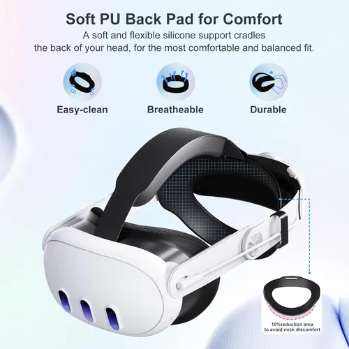 Vista 4 de Comfort Battery Head Strap 10000mAh Compatible with Quest 3 Accessories, Battery Pack Soft Cushion VR Elite Strap for Balance Weight, Extend