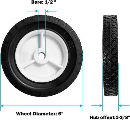 Vista 2 de Ruedas de 6 Pulgadas de Plástico Reemplaza para Oregon 72-106, Ruedas Universales Neumáticos Compatibles con Cortacésped Craftsman AYP MTD, Ruedas