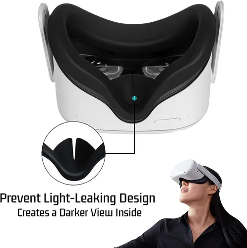 Vista 2 de TOMSIN Touch Controller Grip Cover for Oculus Quest 2 with Silicone Face Cover, Protective Lens Cover, Silicone Handle Strap Combo, Sweatproof