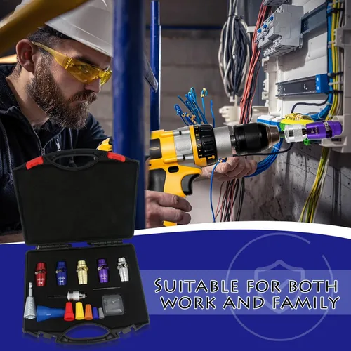 Vista 6 de Pelacables para taladro, 14 + 12 + 10 + 8 + 6 AWG, herramienta de taladro eléctrico estándar de EE. UU., conector AWG, herramienta de torsión