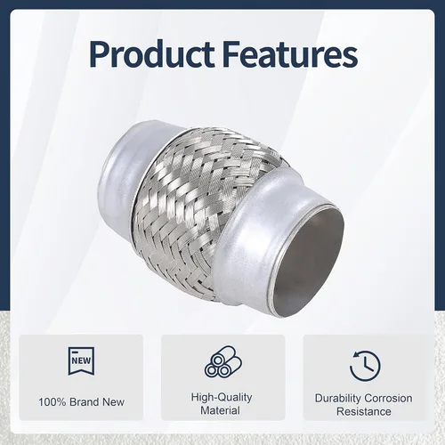 Vista 7 de 2PCS Tubo Flexible de Escape de Acero Inoxidable Doble Trenza Larga de Uso Pesado 2 x 4'' pulgadas con Extremos de 4'' pulgadas de Largo