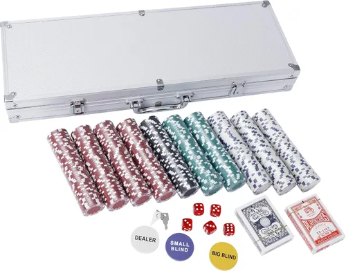 Vista 4 de Smartxchoices Juego de fichas de póquer de 500 piezas de 0.41 oz estilo dados, fichas de póquer de casino de arcilla con estuche de aluminio, dados