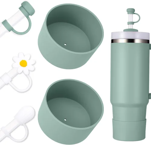 Vista 22 de Juego de funda para botas y pajilla, 2 fundas de silicona, 3 tapas de pajita, protector inferior para Stanley Cup H2.0 30 oz y 40 oz, coincidencia