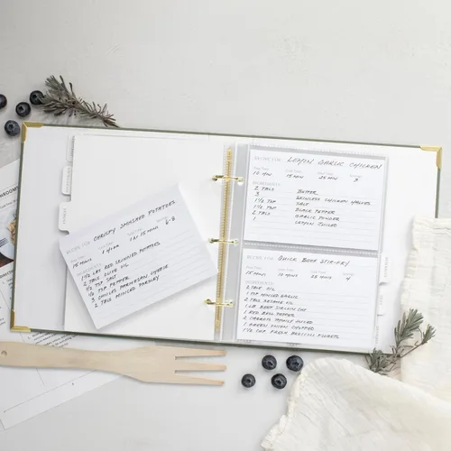Vista 3 de Carpeta estética de recetas de 8.5 x 11 pulgadas con cubierta impermeable, el libro de recetas perfecto con fundas de plástico para escribir tus
