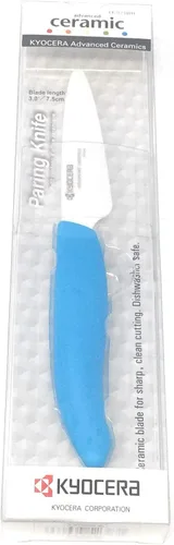 Vista 9 de Kyocera Advanced Series, cuchillo de pelar de cerámica, hoja blanca de 3 pulgadas, Negro