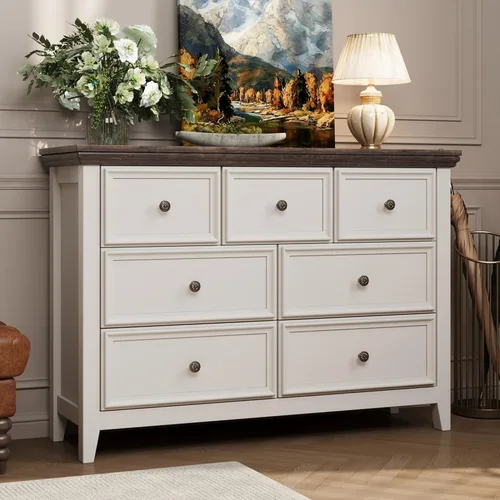 Vista 15 de BOSHIRO Cómoda de granja de 3 cajones para dormitorio - 31.5" de ancho 3 cajones de almacenamiento como mesita de noche o cómoda de pie