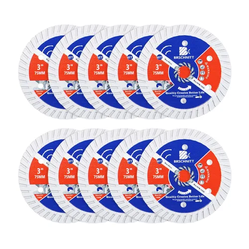 Vista 9 de Hoja de diamante para mampostería, 10 pulgadas (9.843 in) con eje de 1"-4/5"-5/8" disco de corte de diamante continuo seco/húmedo para granito