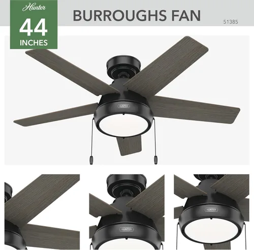 Vista 6 de Hunter Fan Company 51385 Burroughs - Ventilador de techo, 44, negro mate