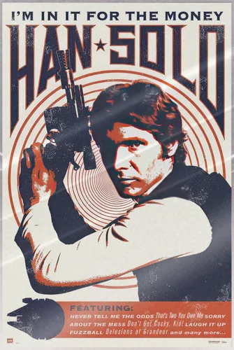 Star Wars - Pop-Art Movie Poster (Han Solo - Retro Style Design) (Size: 24" x 36") (Laminated Poster)