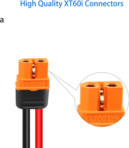 Vista 6 de GELRHONR XT60i Cable de extensión 1M, XT60 macho a XT60i hembra Cable conector 12AWG Cable de silicio, para Ebike, cargador de batería Lipo de coche