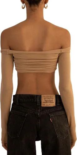 Vista 5 de Camisa de manga larga Y2K para mujer, con hombros descubiertos, ajustada, sexy, ropa de calle