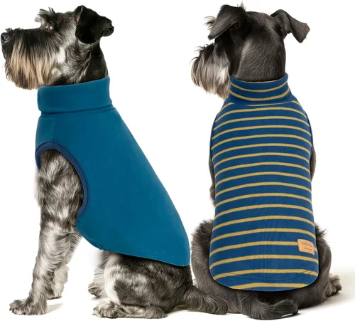 Vista 17 de KYEESE Paquete de 2 suéteres para perro, abrigo para mascotas, cuello alto, ropa elástica para perros, suéteres súper suaves para perros pequeños
