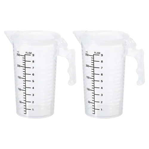 Vista 7 de PATIKIL Vaso graduado, paquete de 2 vasos medidores líquidos de plástico PP de 3.4 fl oz, graduaciones negras de doble cara con tapa de mango