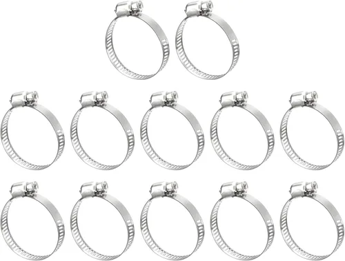 uxcell Abrazadera de manguera de engranaje helicoidal, 12 abrazaderas de manguera de acero inoxidable ajustables de 1 a 1 1/2 pulgadas para asegurar