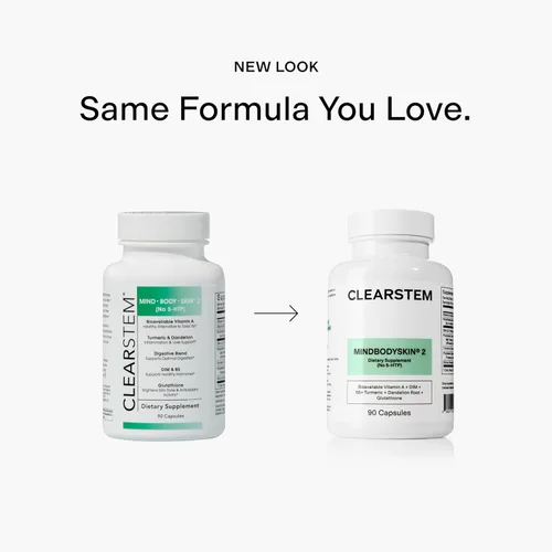 Vista 9 de CLEARSTEM - MINDBODYSKIN Suplemento hormonal para el acné (sin 5-HTP) - Suplemento DIM natural - Vitaminas para el cuidado de la piel - Equilibrio