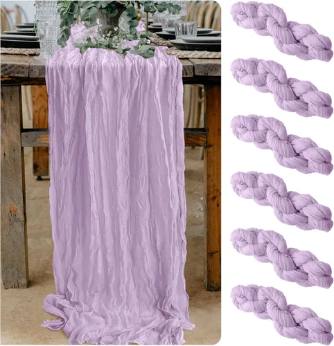 Vista 8 de 6 caminos de mesa de gasa de 10 pies para arco de boda rústico, decoración de baby shower, fiesta de cumpleaños (6, rosa bebé)