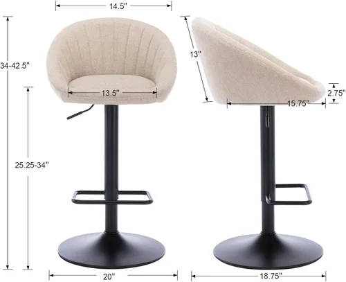 Vista 2 de CIMOTA Juego de 2 taburetes de bar ajustables giratorios modernos, sillas de bar con respaldo para comedor, isla de cocina, bar en casa, altura