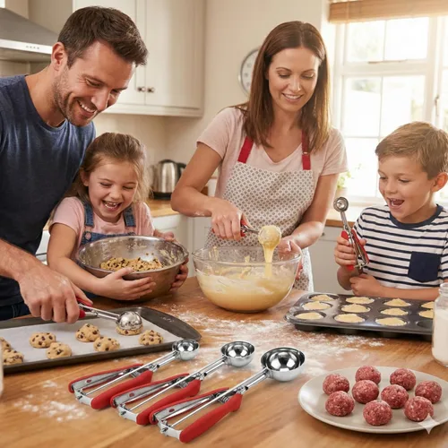 Vista 7 de Juego de Cucharas de Galletas, 3 Piezas de Cuchara de Helado, Juego de 3 Cucharas de Galletas para Hornear, Cuchara de Galletas de Acero Inoxidable