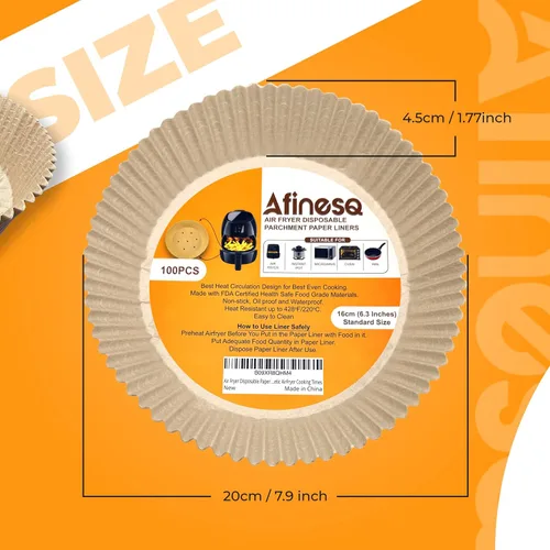 Vista 3 de Forro de papel desechable para freidora de aire 100 piezas de 79 pulgadas 79in revestimientos antiadherentes para freidora de aire papel pergamino