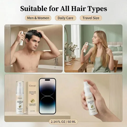 Vista 6 de Spray para el crecimiento del cabello con aceite de romero y Polygonum Multiflorum: Tratamiento natural para el crecimiento del cabello contra