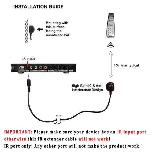 Vista 2 de Herfair Cable receptor infrarrojo de 10 pies, extensor de control remoto por infrarrojos, repetidor de cable con enchufe Jack de 0.138 in